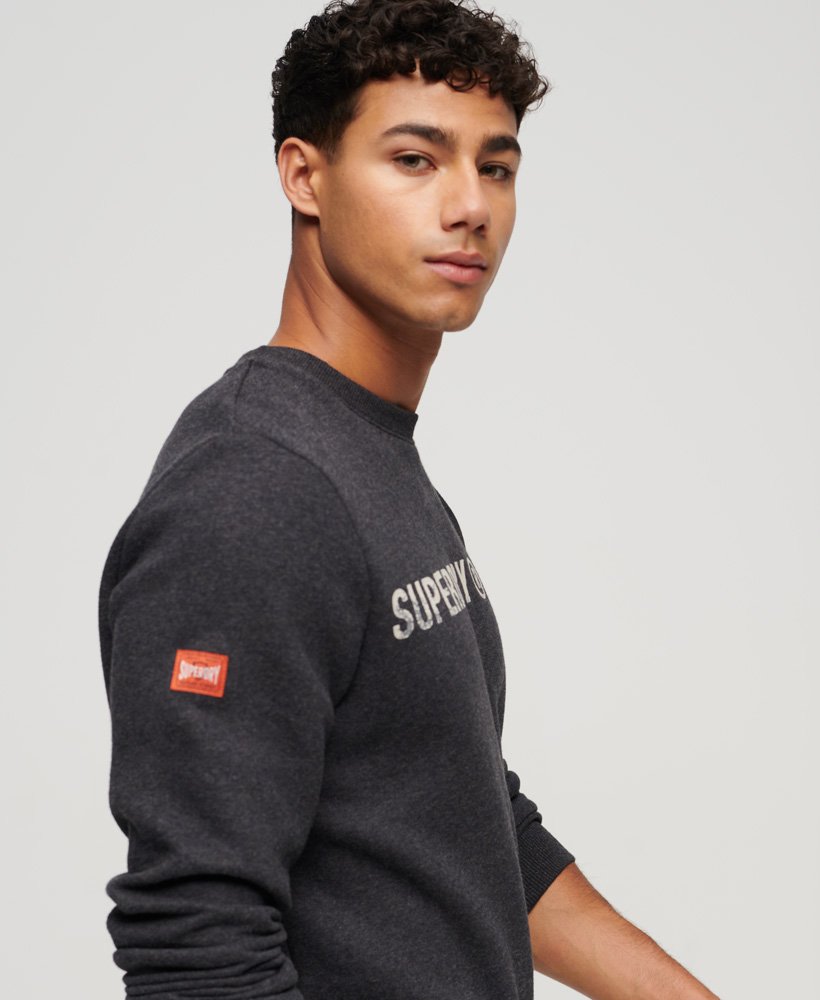 werkkledinglogo vintage crew sweatshirt in raven black marl