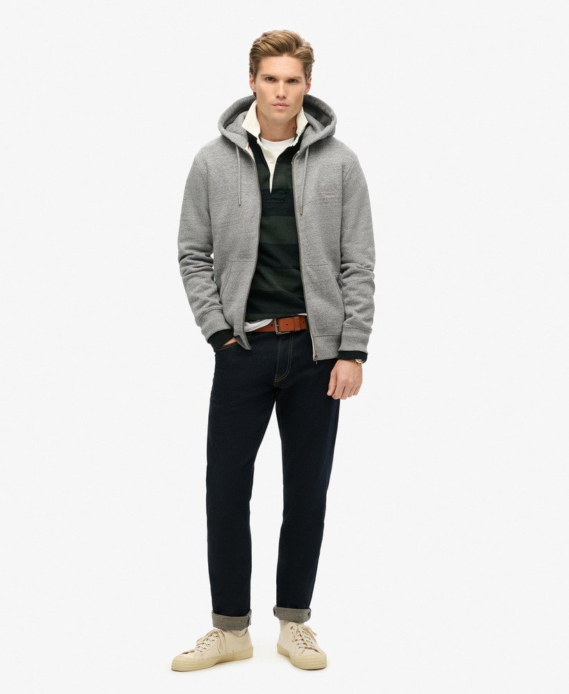 essential logo zip hoodie in donkergrijs gemêleerd