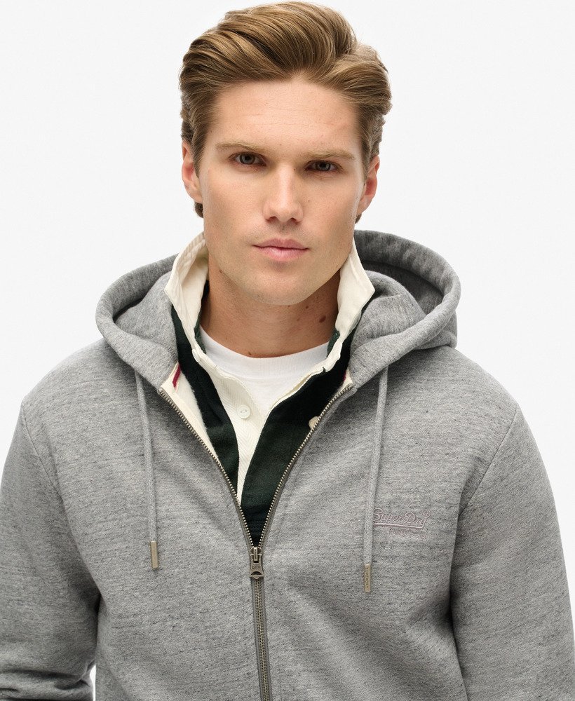 essential logo zip hoodie in donkergrijs gemêleerd
