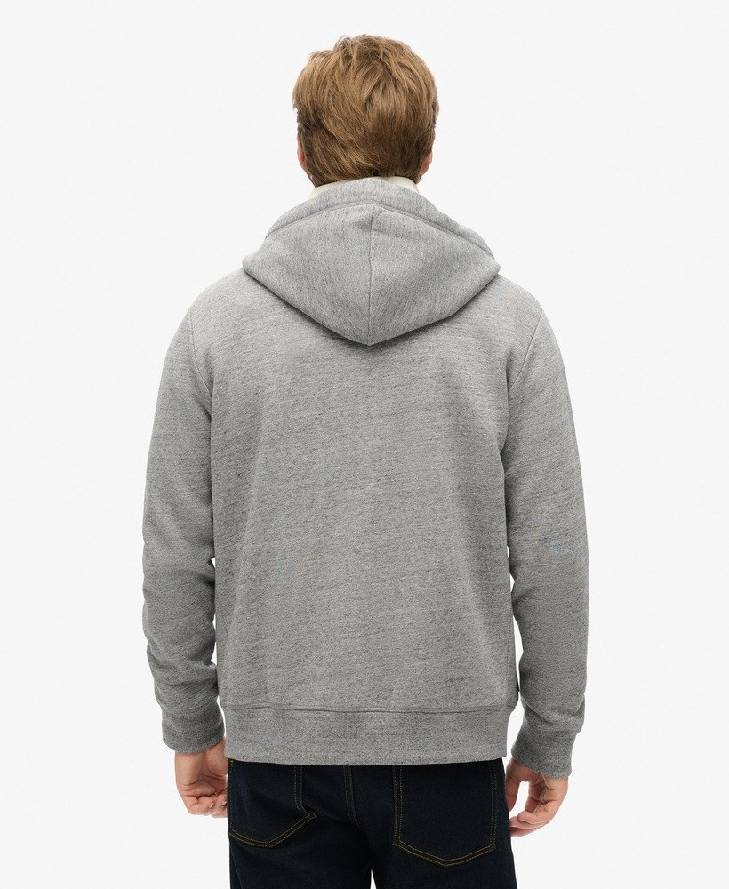 essential logo zip hoodie in donkergrijs gemêleerd