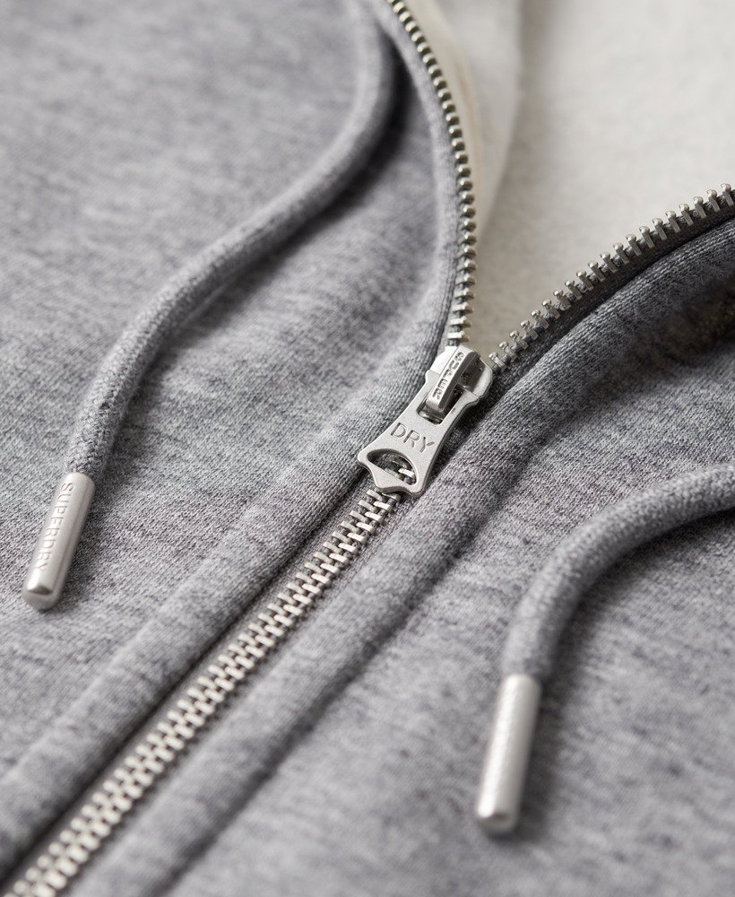 essential logo zip hoodie in donkergrijs gemêleerd