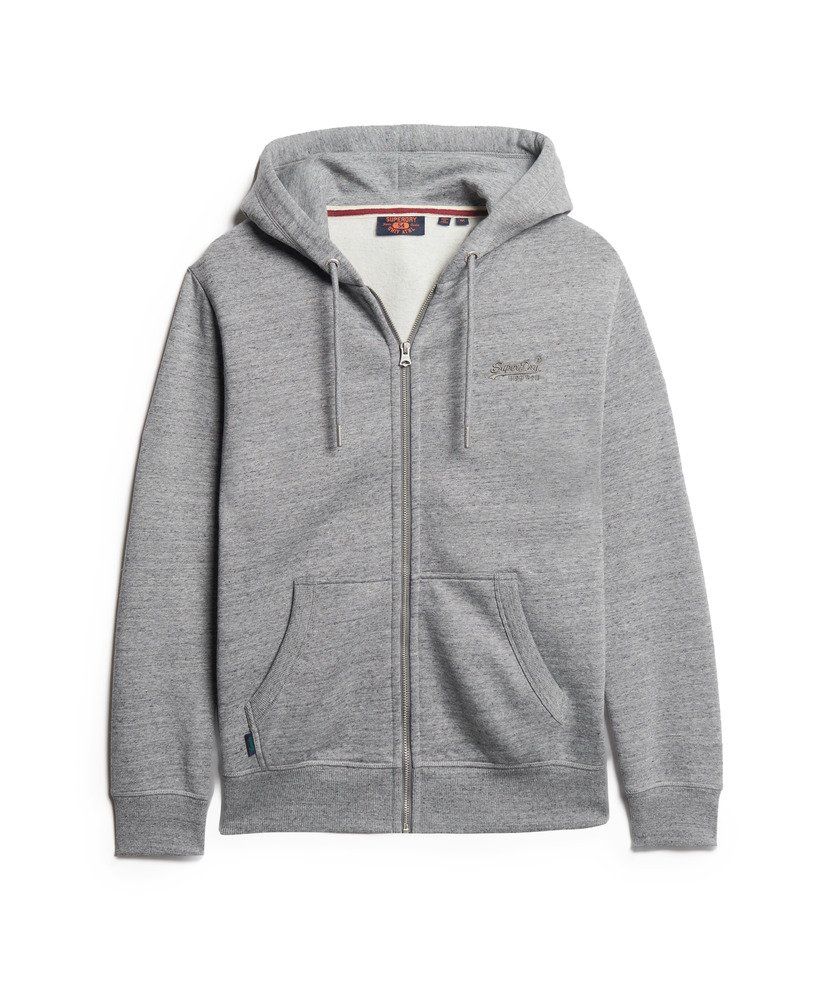 essential logo zip hoodie in donkergrijs gemêleerd