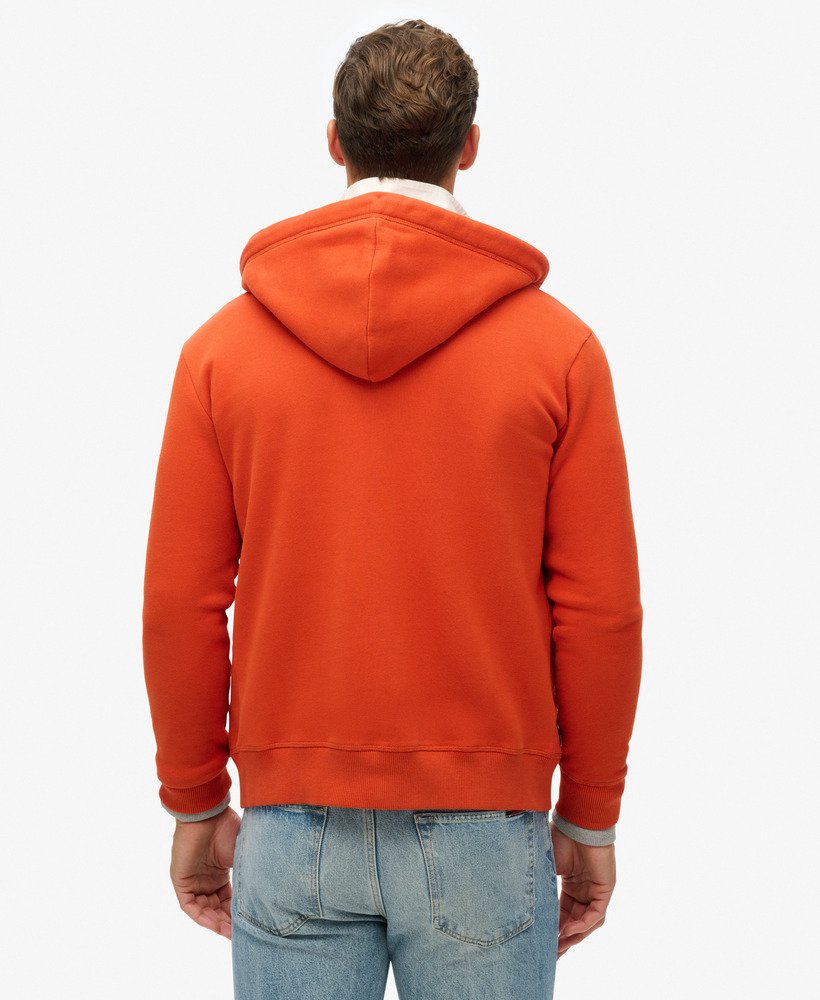 essential logo zip hoodie in denim co rust orange