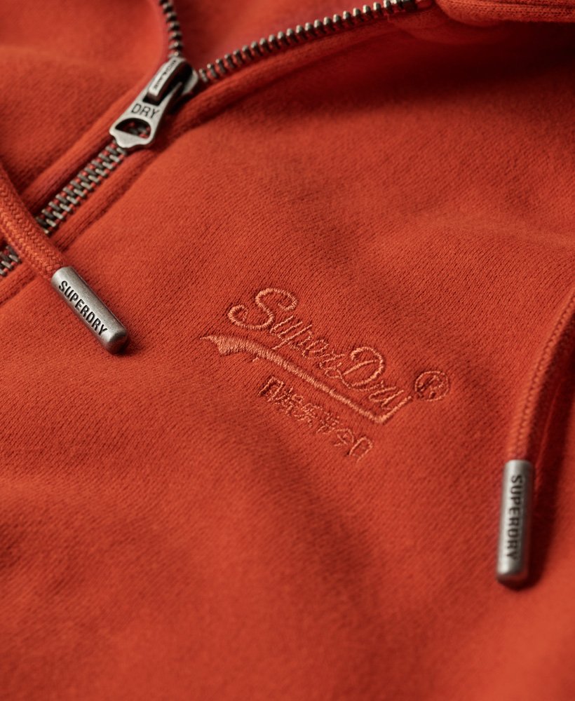 essential logo zip hoodie in denim co rust orange