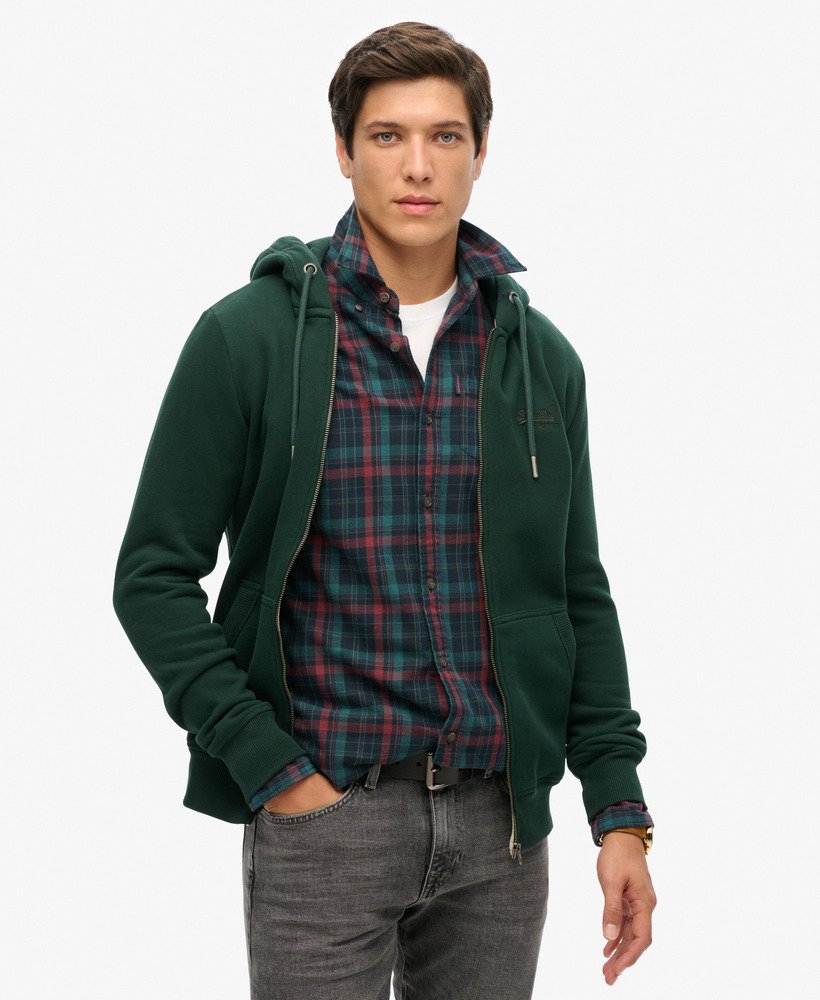 essential logo zip hoodie in bosgroen