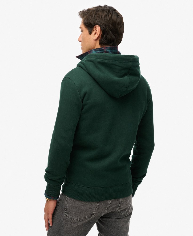 essential logo zip hoodie in bosgroen