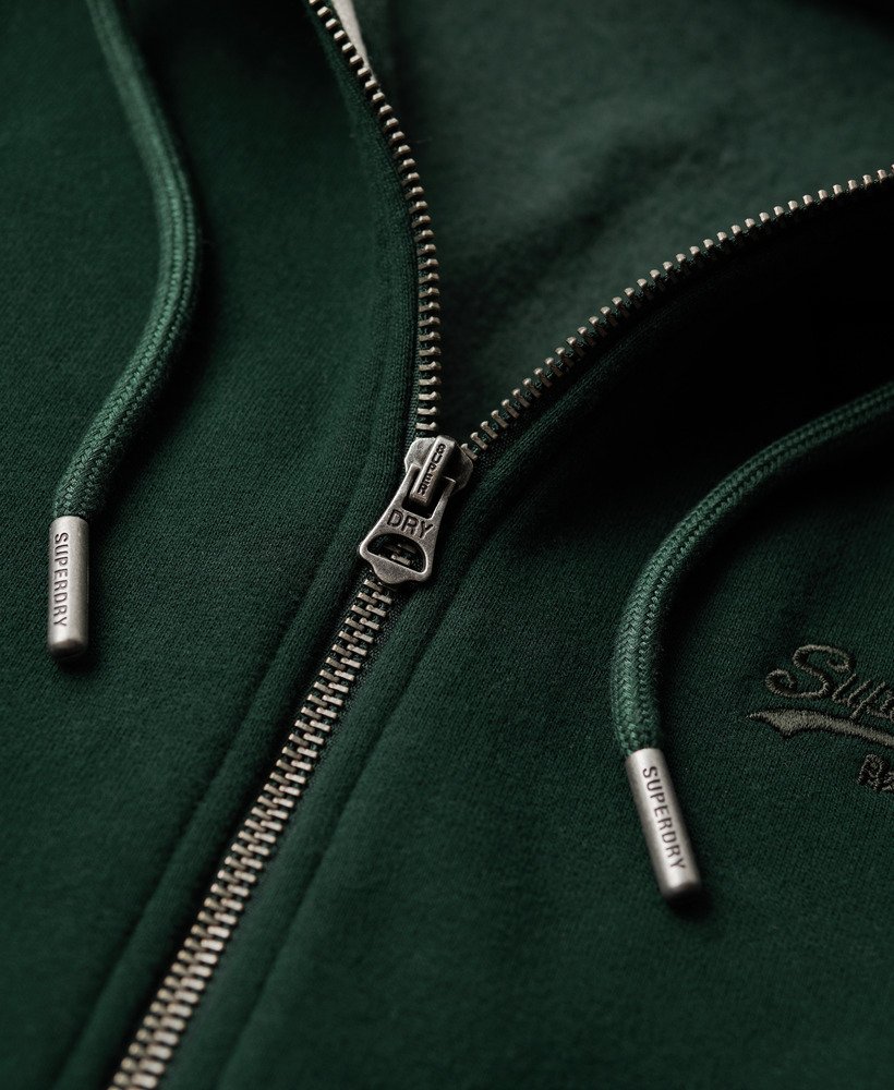 essential logo zip hoodie in bosgroen