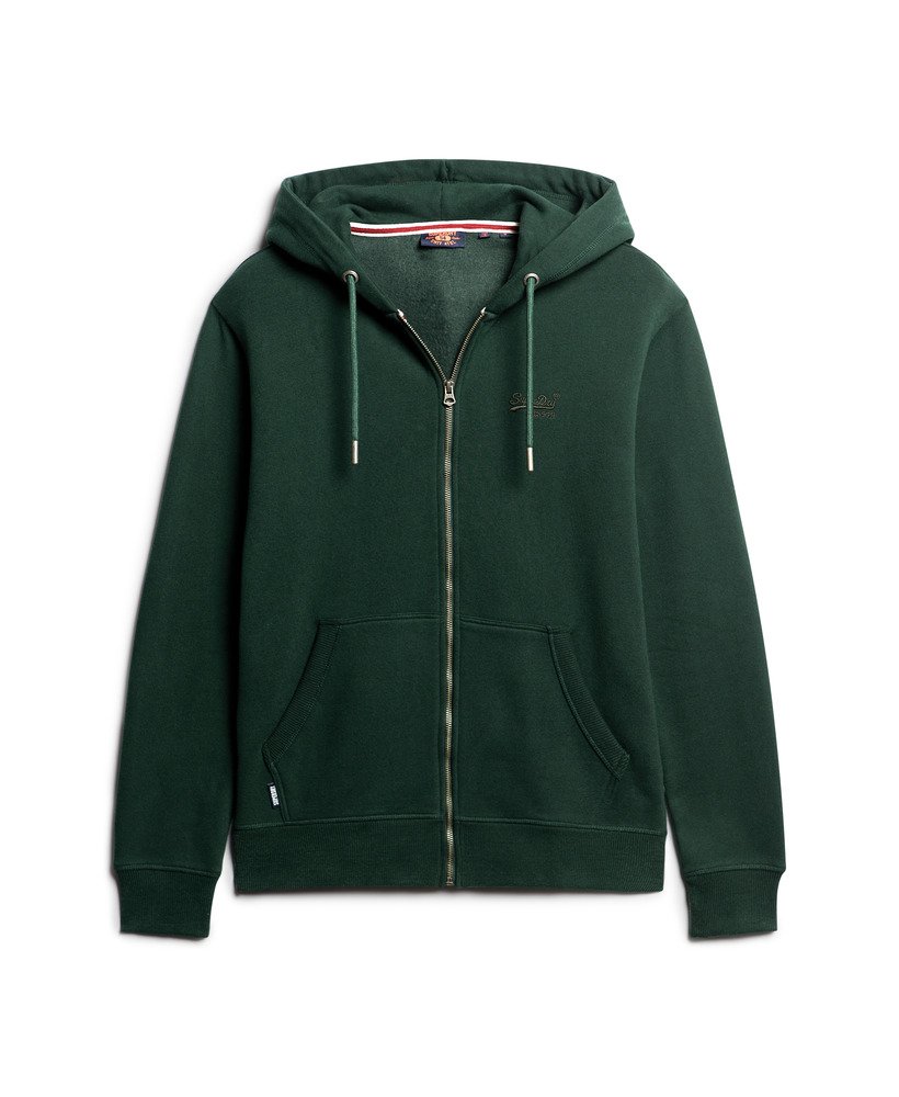 essential logo zip hoodie in bosgroen