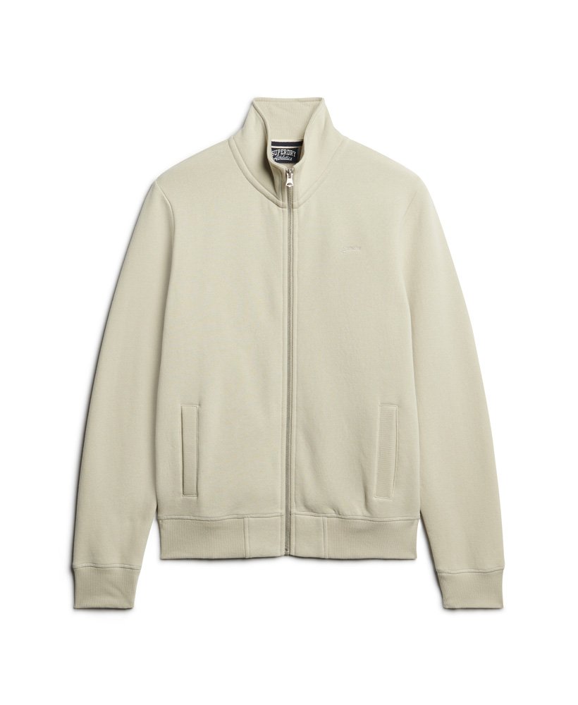 essential logo zip track top in light stone beige