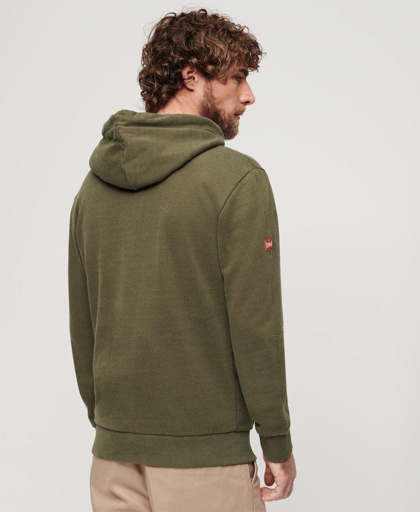 workwear flock graphic hoodie in khaki marl