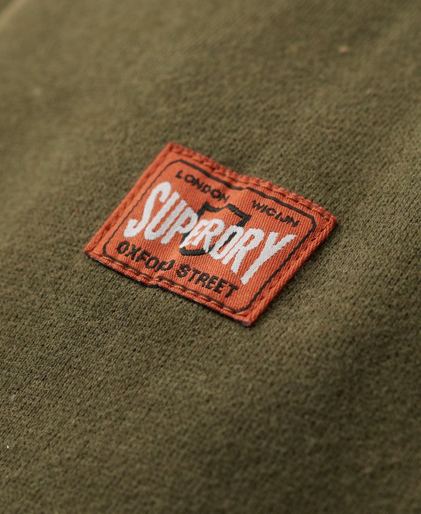 workwear flock graphic hoodie in khaki marl