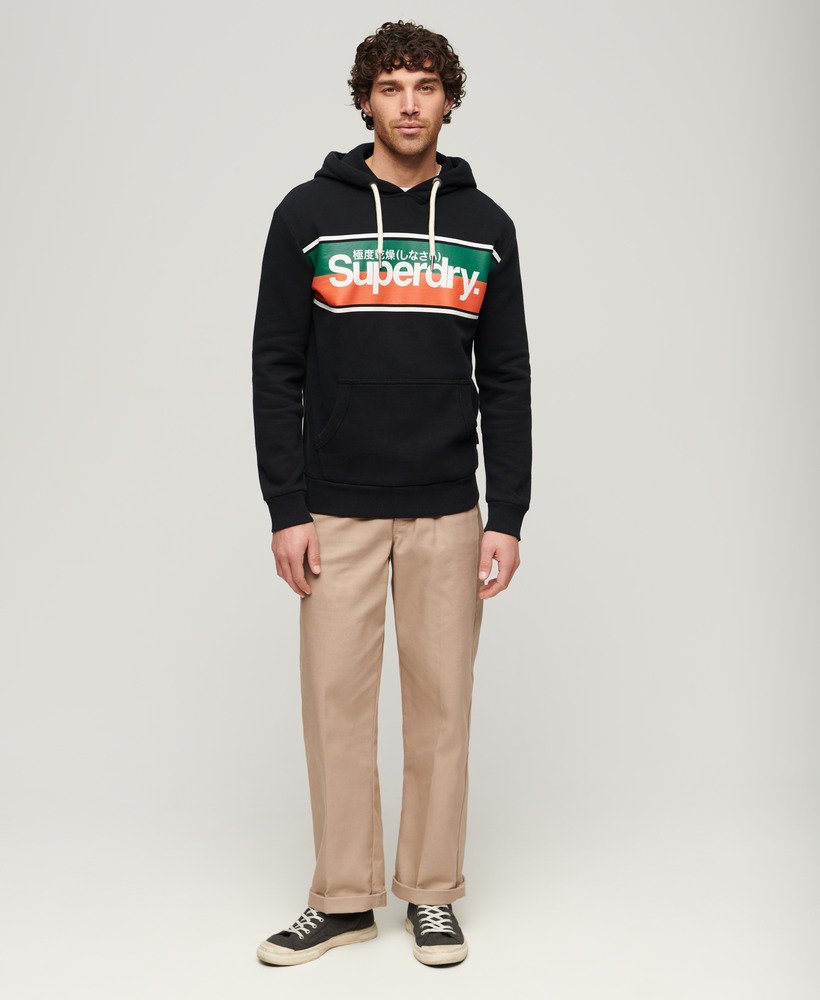 hoodie met core-logo en strepen in gitzwart