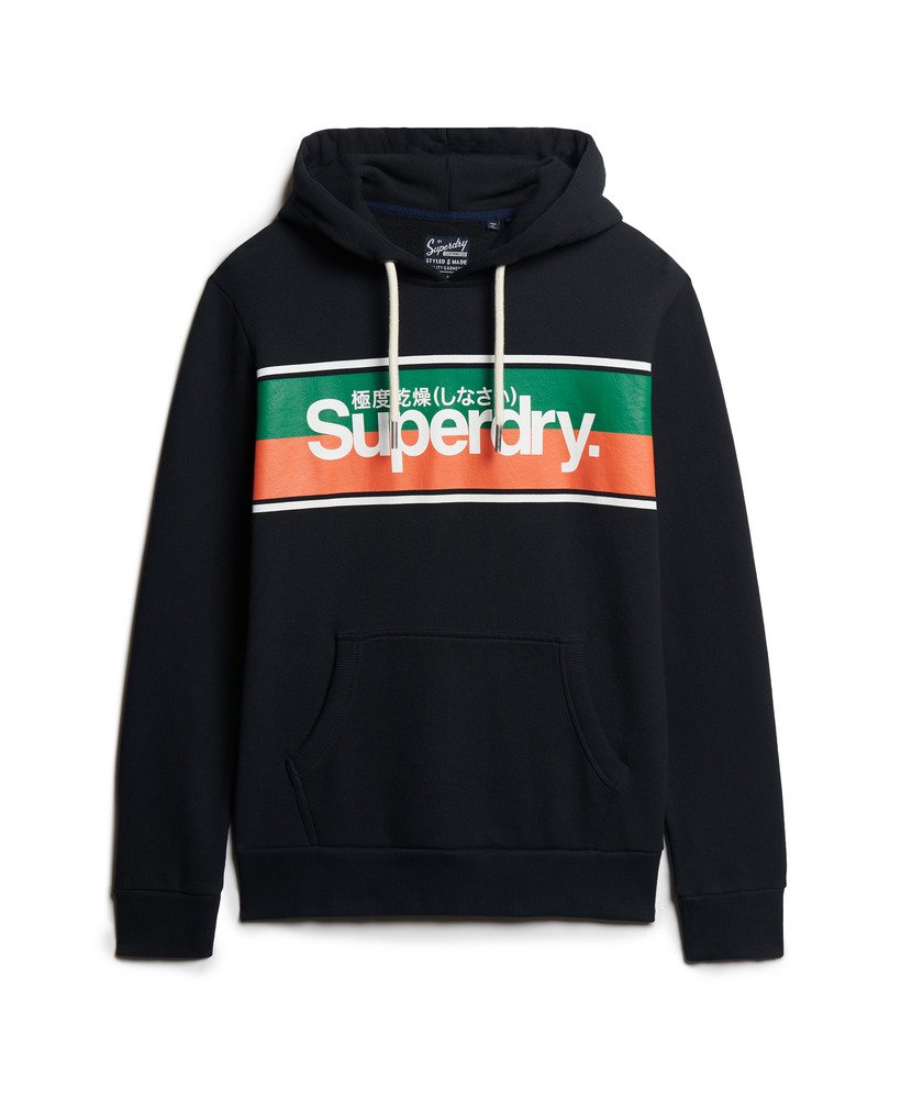 hoodie met core-logo en strepen in gitzwart