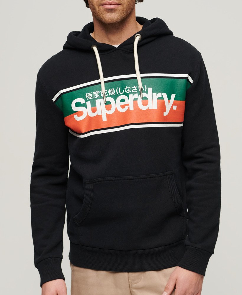 hoodie met core-logo en strepen in gitzwart
