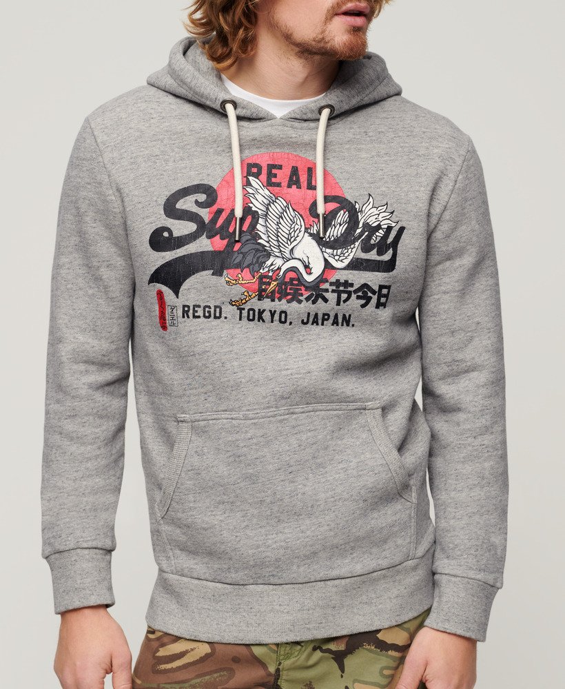 tokyo vintage logo hoodie in sportief grijs gemêleerd