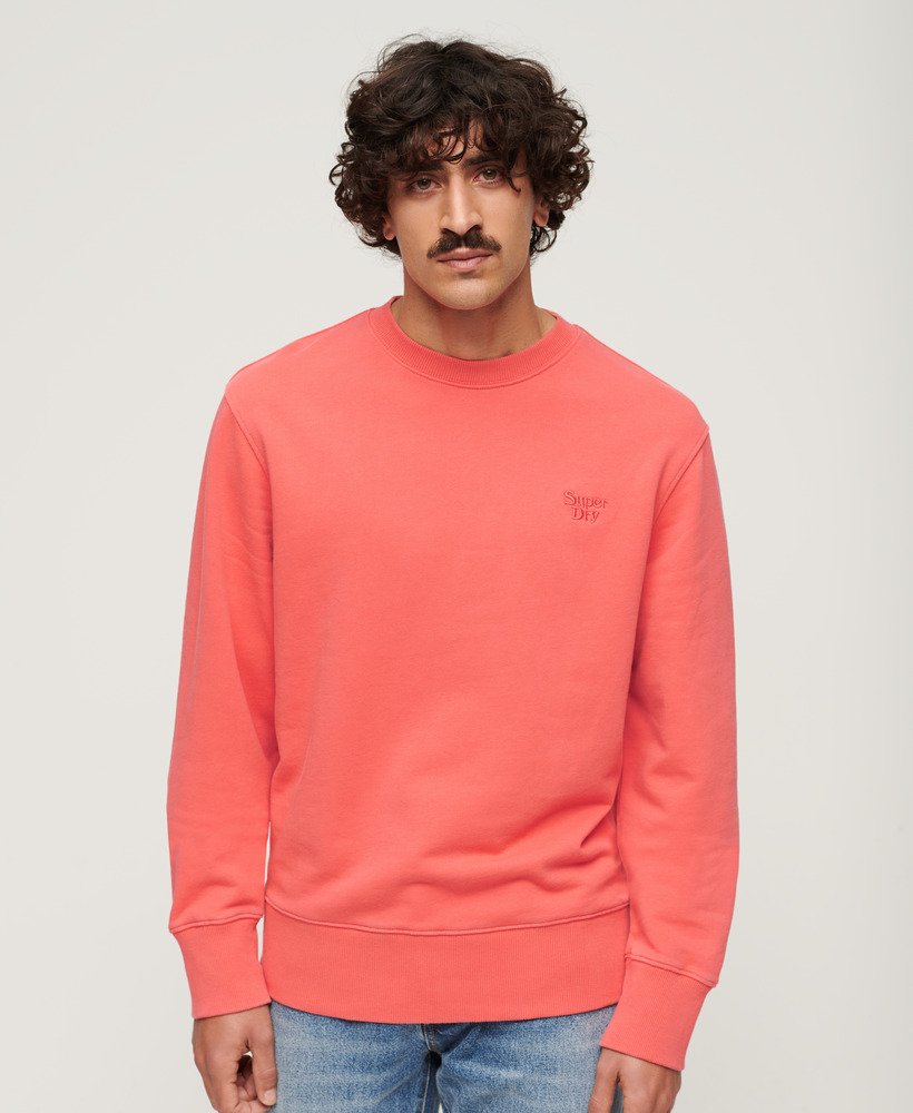 vintage gewassen sweatshirt in fel koraalrood.