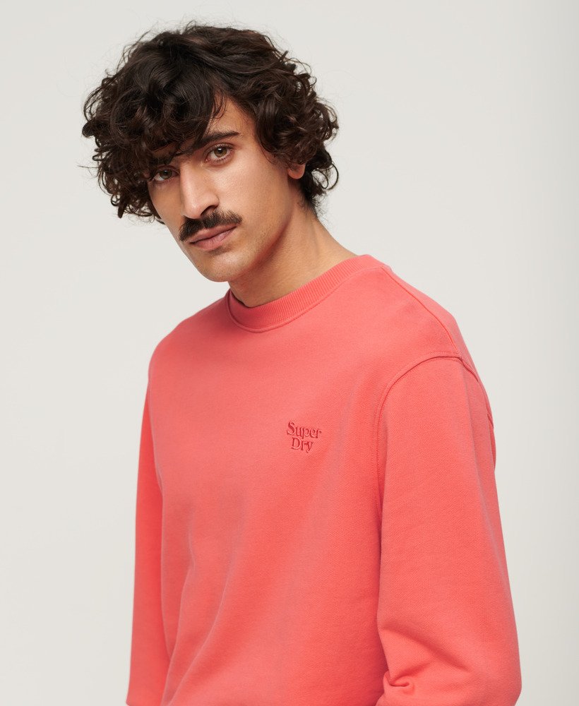 vintage gewassen sweatshirt in fel koraalrood.