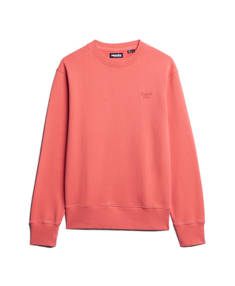 vintage gewassen sweatshirt in fel koraalrood.