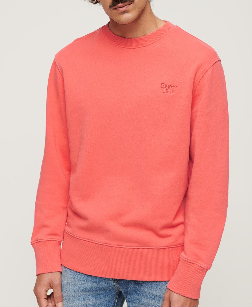 vintage gewassen sweatshirt in fel koraalrood.