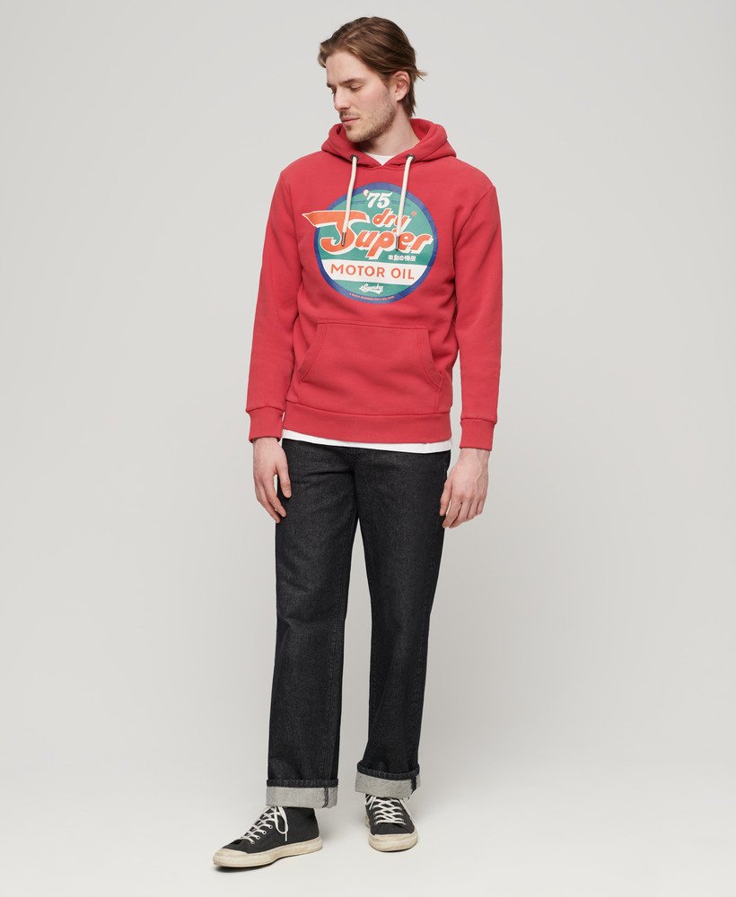 benzine werkkleding grafische hoodie in frisdrankrood