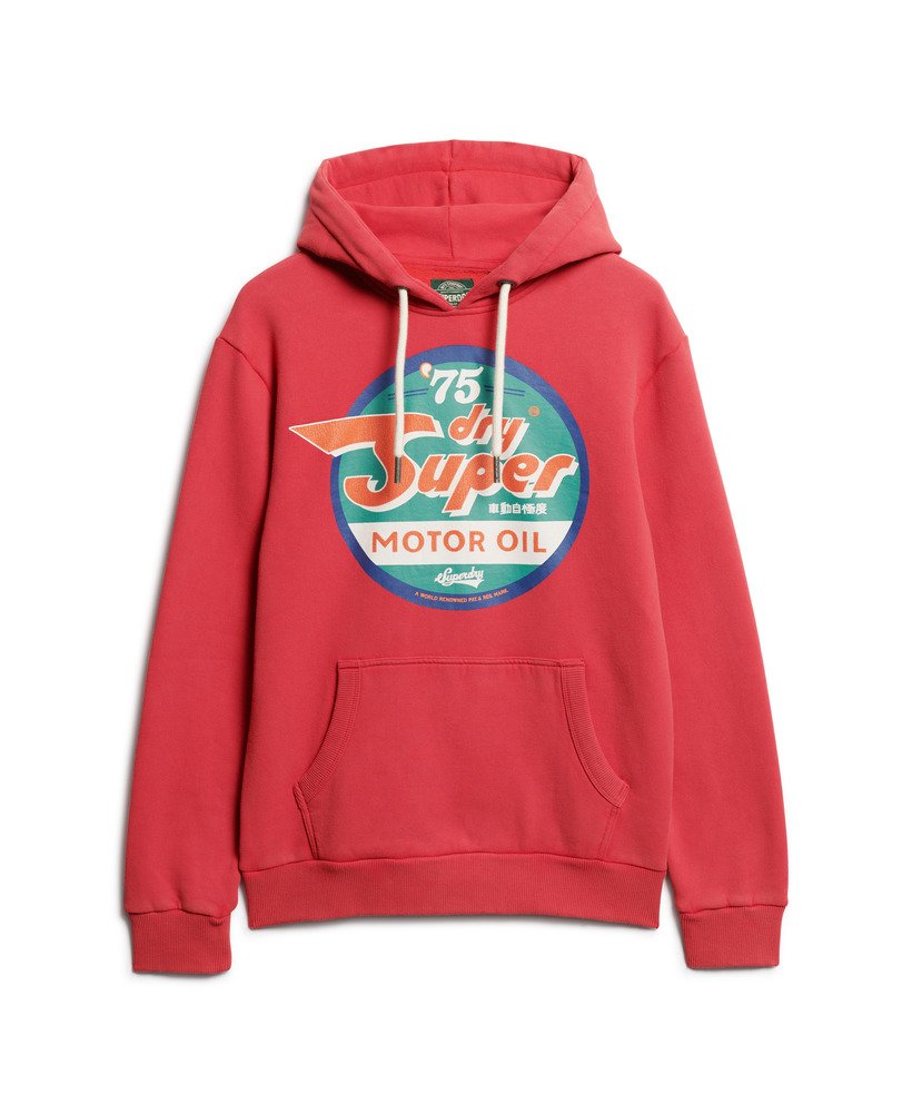 benzine werkkleding grafische hoodie in frisdrankrood