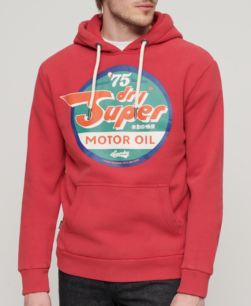 benzine werkkleding grafische hoodie in frisdrankrood