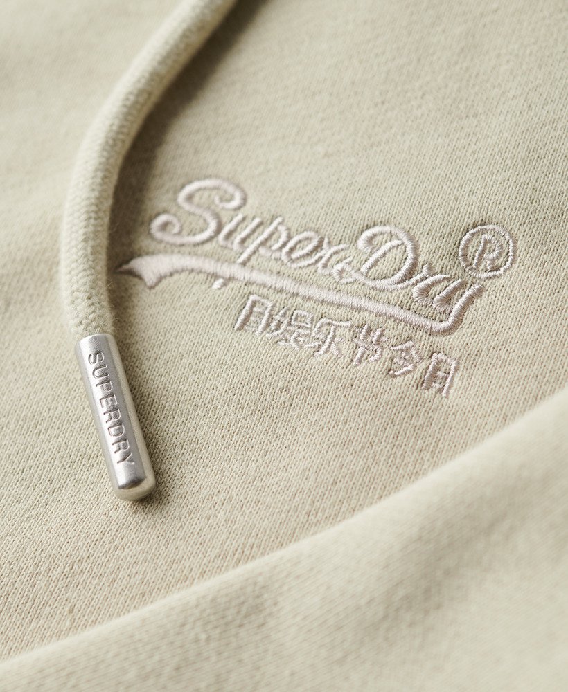essential logo zip hoodie in light stone beige