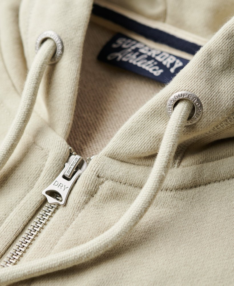 essential logo zip hoodie in light stone beige