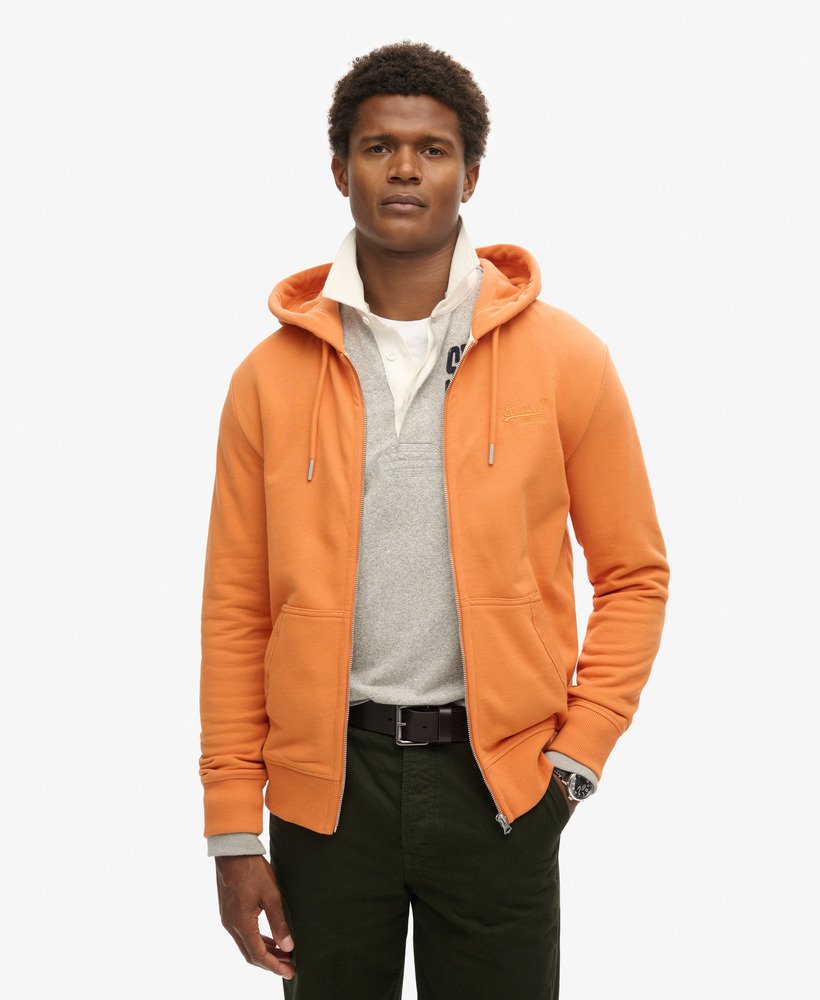 essential logo zip hoodie in mojave orange