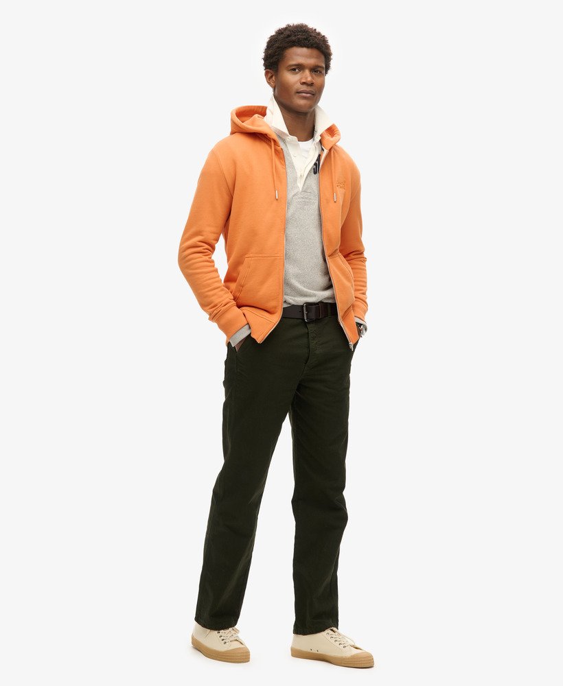 essential logo zip hoodie in mojave orange