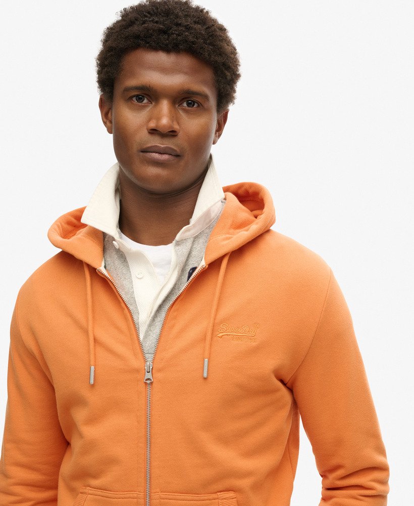 essential logo zip hoodie in mojave orange