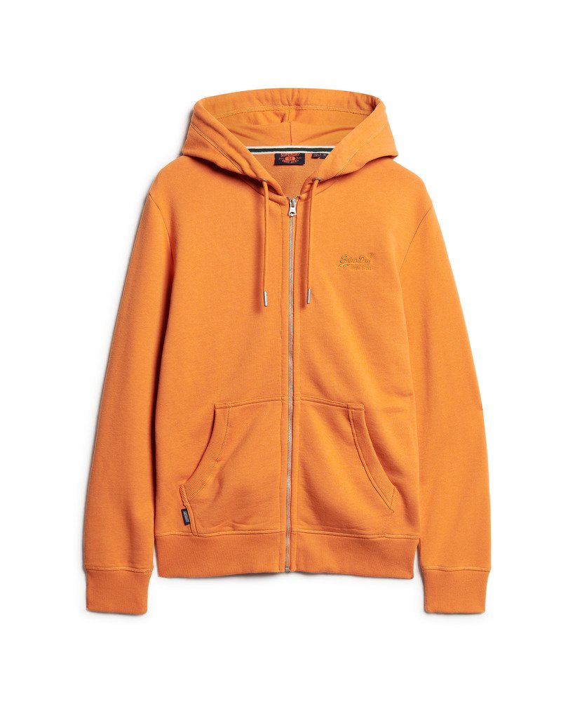 essential logo zip hoodie in mojave orange
