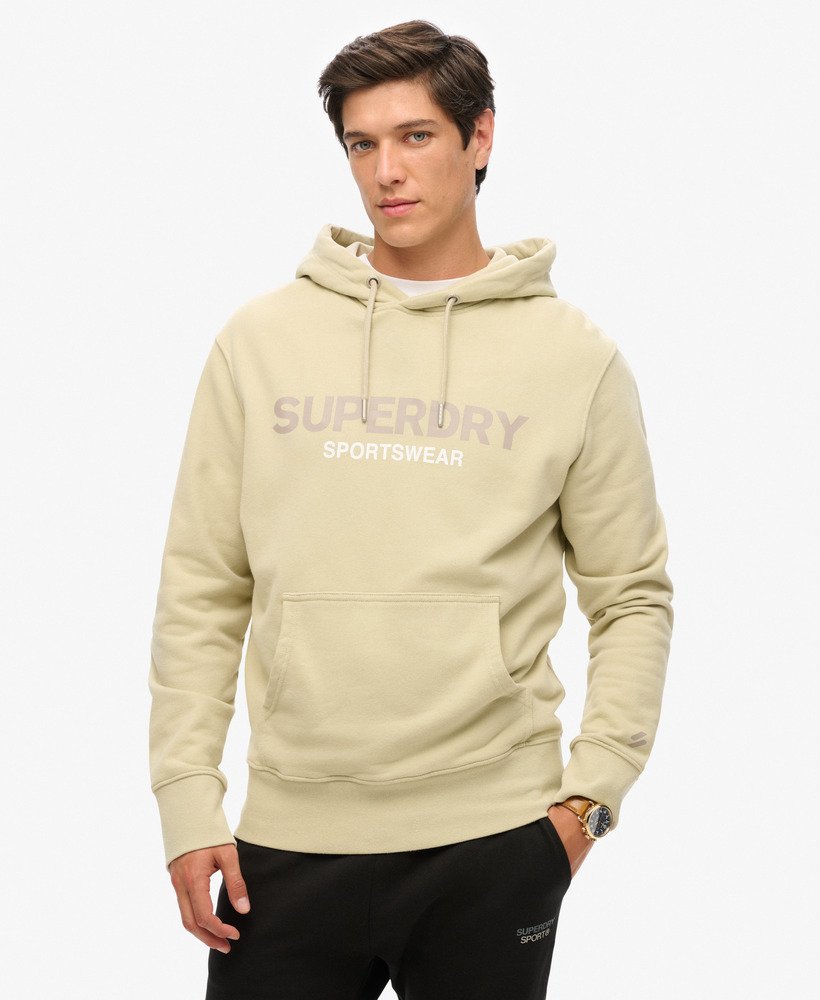 sportswear logo loose fit hoodie in pelican beige