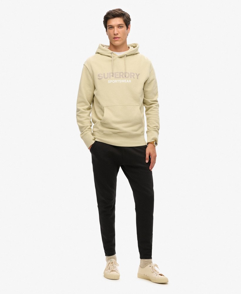 sportswear logo loose fit hoodie in pelican beige