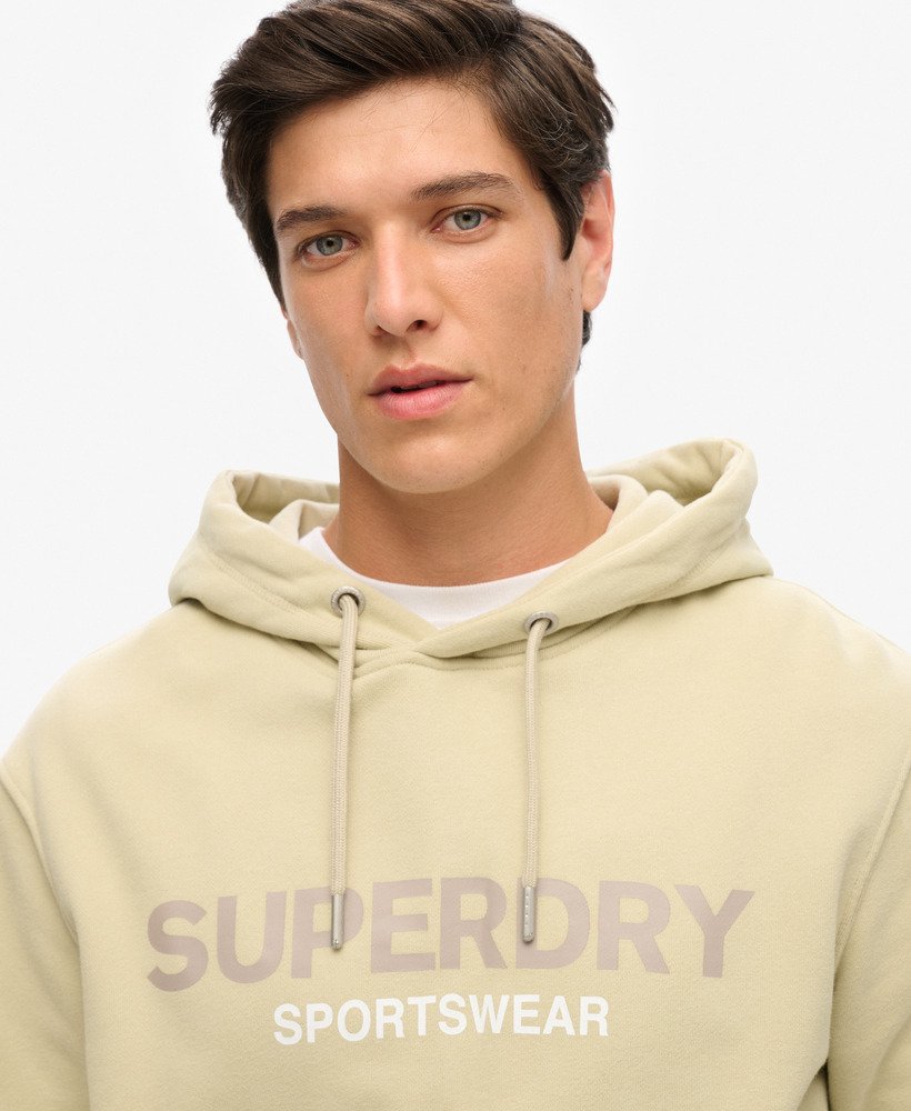 sportswear logo loose fit hoodie in pelican beige