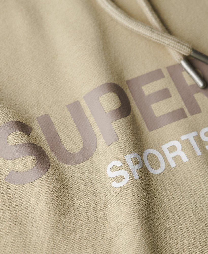 sportswear logo loose fit hoodie in pelican beige