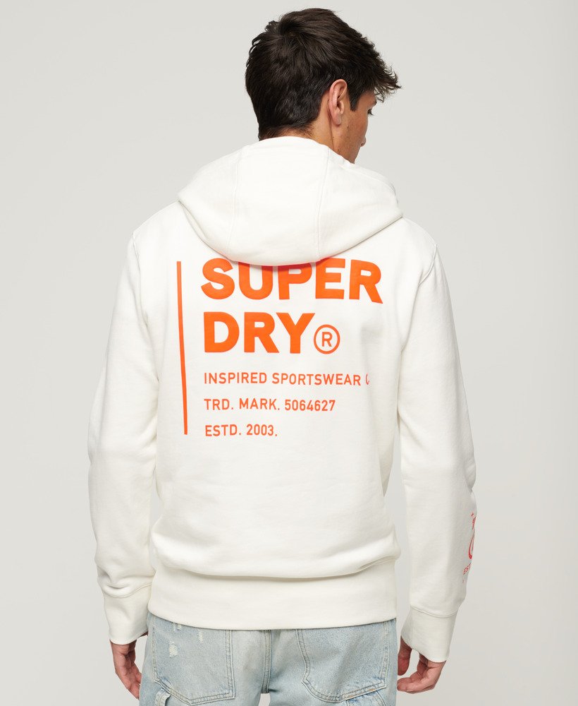 utility sport logo loose hoodie in nieuw krijtwit