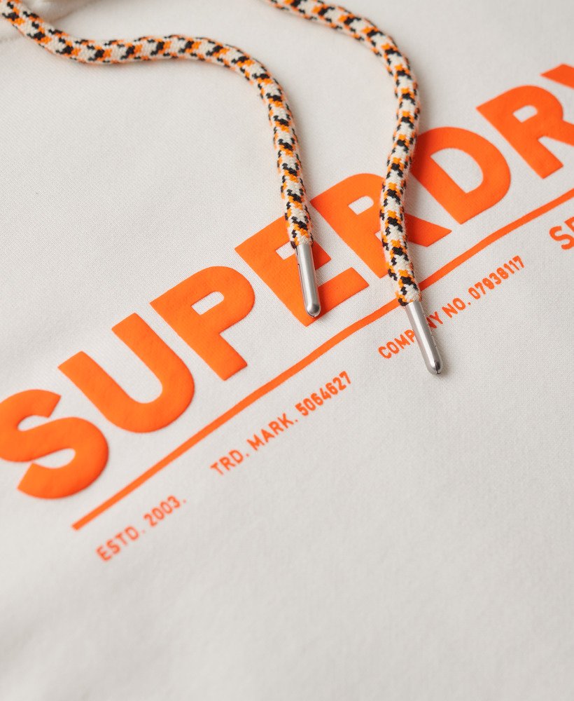 utility sport logo loose hoodie in nieuw krijtwit