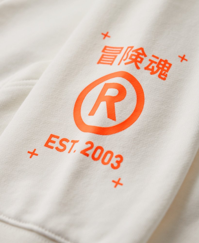utility sport logo loose hoodie in nieuw krijtwit