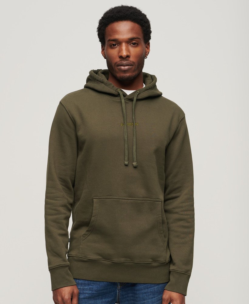 micro logo graphic loose hoodie in army khaki