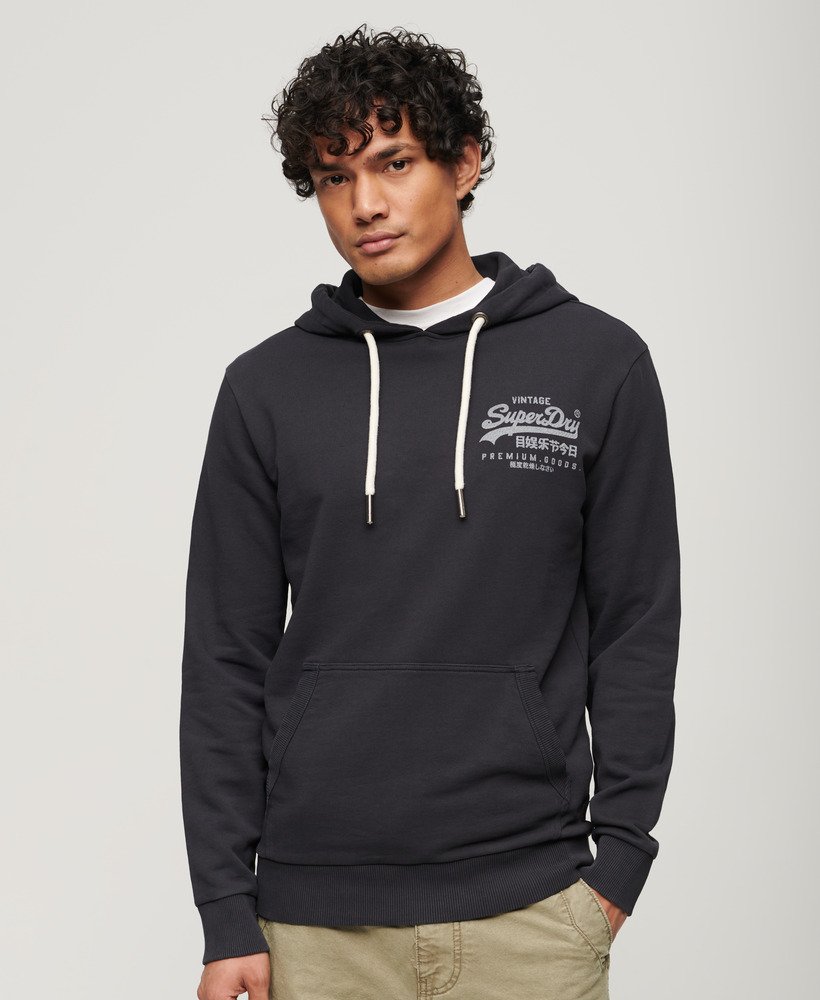 klassieke vintage logo heritage hoodie met borststuk in zwart