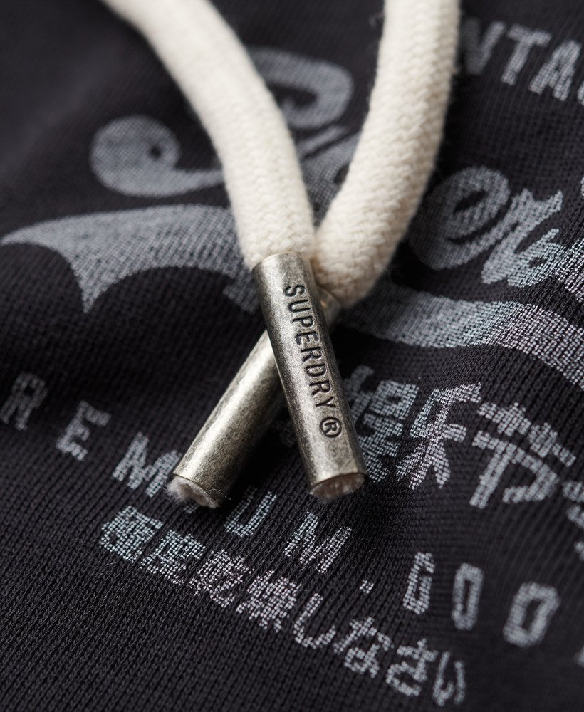 klassieke vintage logo heritage hoodie met borststuk in zwart