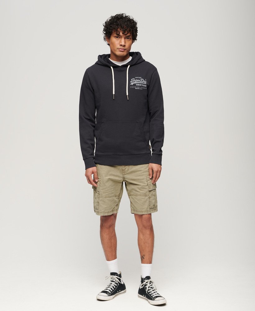 klassieke vintage logo heritage hoodie met borststuk in zwart