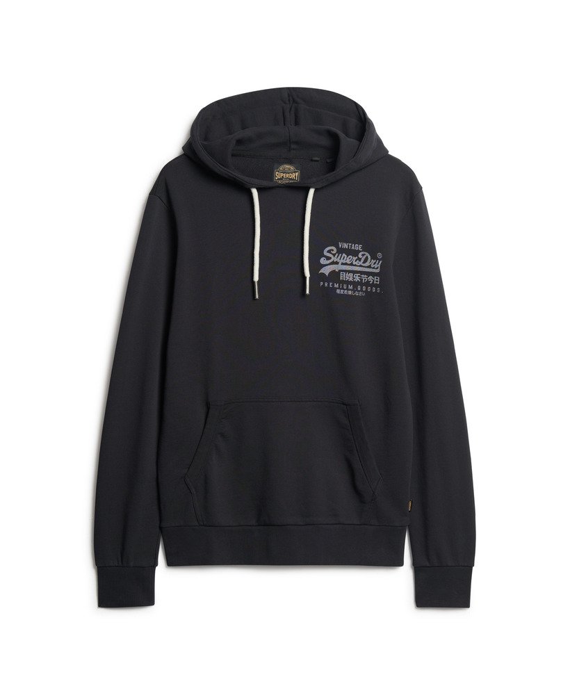 klassieke vintage logo heritage hoodie met borststuk in zwart
