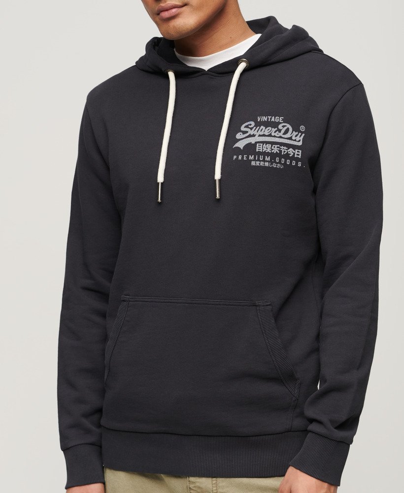 klassieke vintage logo heritage hoodie met borststuk in zwart