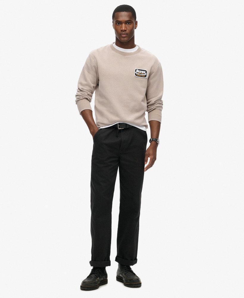 mechanic loose fit crew sweatshirt in moonrock