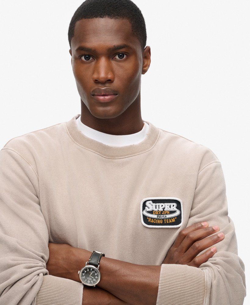 mechanic loose fit crew sweatshirt in moonrock