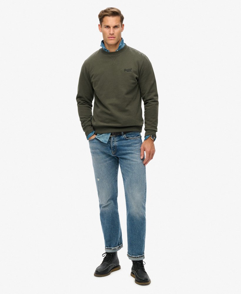 essential logo crew sweatshirt in donkergrijsgroen
