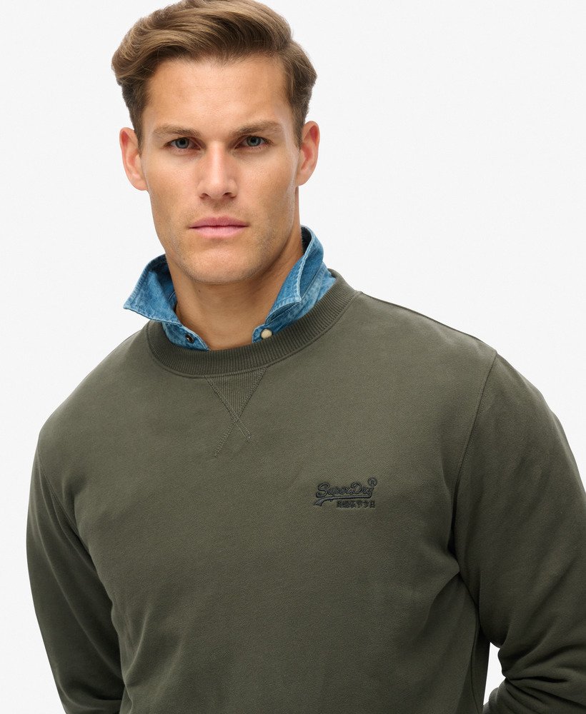 essential logo crew sweatshirt in donkergrijsgroen