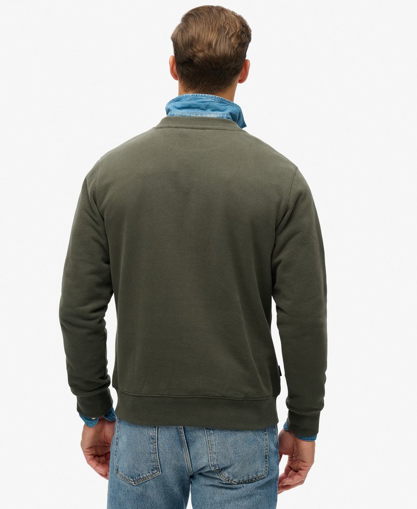 essential logo crew sweatshirt in donkergrijsgroen